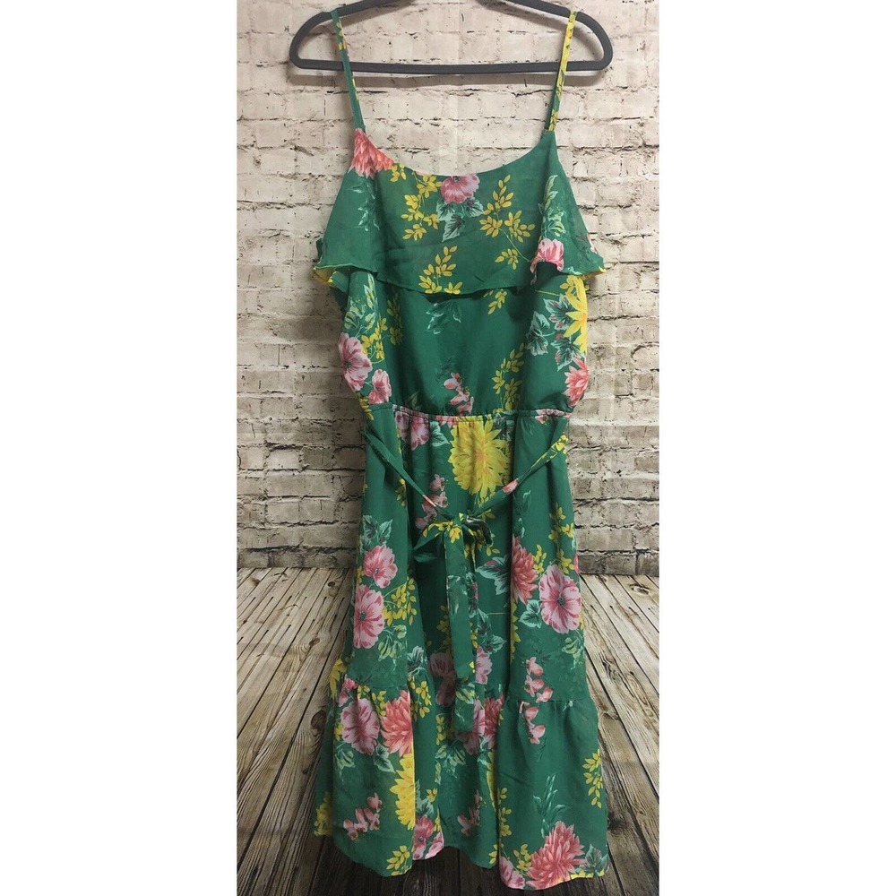 The Childrens Place Green Floral Youth Plus Size Dress XXL